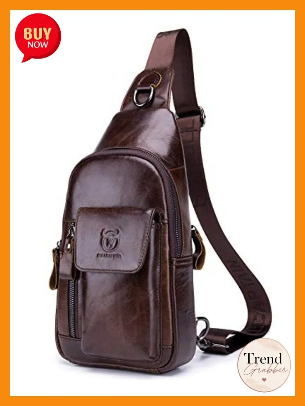 Genuine Leather Sling Bag Crossbody Shoulder Messenger for Travel Hiking Men